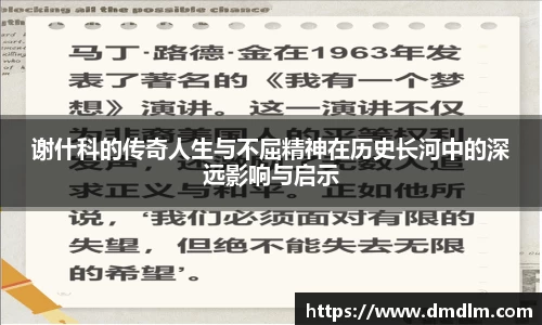 谢什科的传奇人生与不屈精神在历史长河中的深远影响与启示